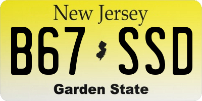 NJ license plate B67SSD