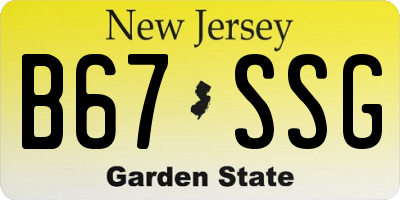 NJ license plate B67SSG