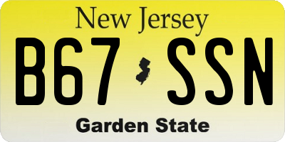 NJ license plate B67SSN