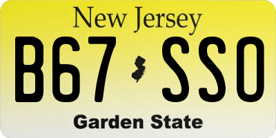 NJ license plate B67SSO