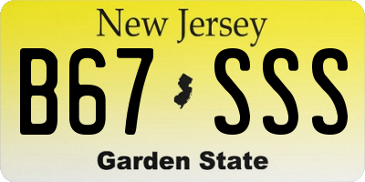 NJ license plate B67SSS