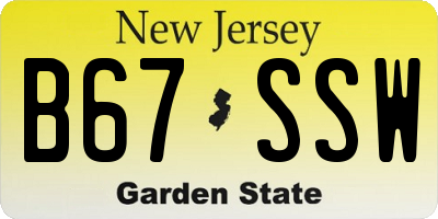 NJ license plate B67SSW