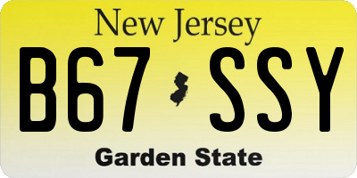 NJ license plate B67SSY