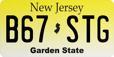NJ license plate B67STG