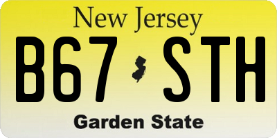 NJ license plate B67STH