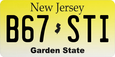 NJ license plate B67STI