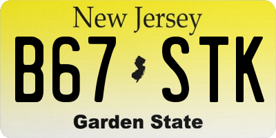 NJ license plate B67STK