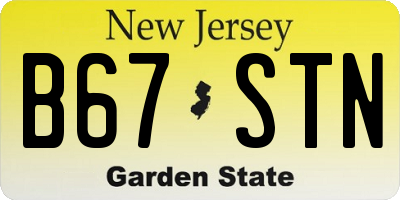 NJ license plate B67STN