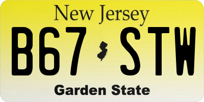 NJ license plate B67STW