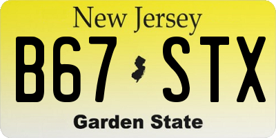 NJ license plate B67STX