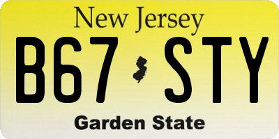 NJ license plate B67STY