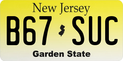 NJ license plate B67SUC