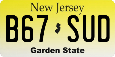 NJ license plate B67SUD