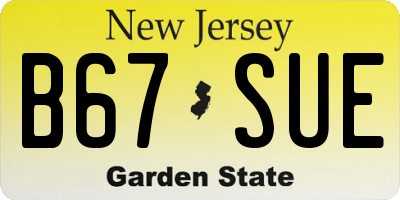 NJ license plate B67SUE