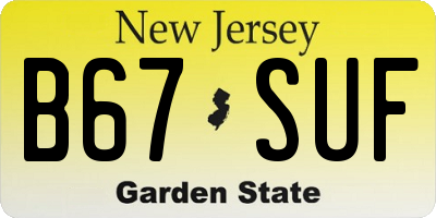 NJ license plate B67SUF