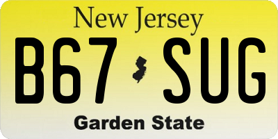 NJ license plate B67SUG