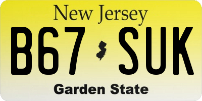 NJ license plate B67SUK