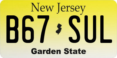 NJ license plate B67SUL