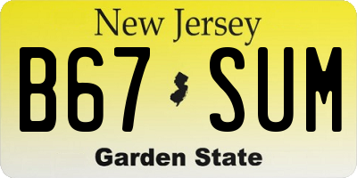 NJ license plate B67SUM