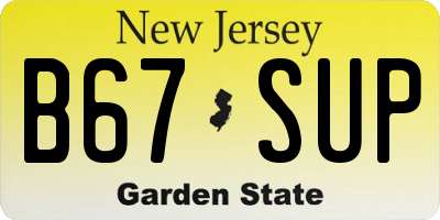 NJ license plate B67SUP