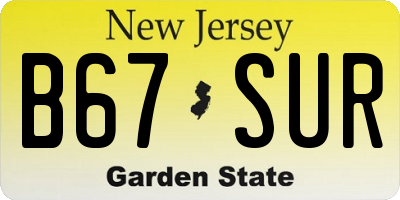 NJ license plate B67SUR