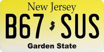 NJ license plate B67SUS