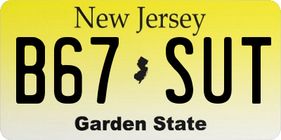 NJ license plate B67SUT