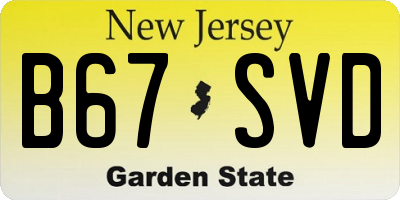 NJ license plate B67SVD