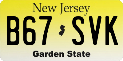 NJ license plate B67SVK
