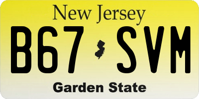 NJ license plate B67SVM