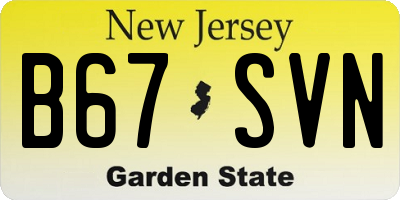 NJ license plate B67SVN