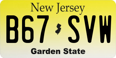 NJ license plate B67SVW