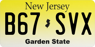 NJ license plate B67SVX