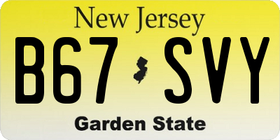 NJ license plate B67SVY