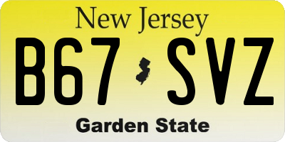 NJ license plate B67SVZ