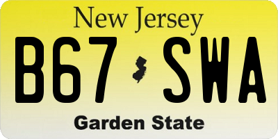 NJ license plate B67SWA