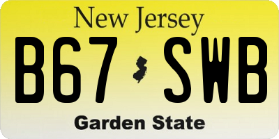 NJ license plate B67SWB