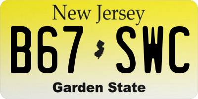 NJ license plate B67SWC