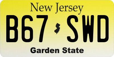 NJ license plate B67SWD