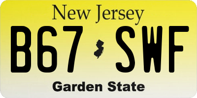 NJ license plate B67SWF