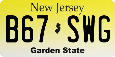 NJ license plate B67SWG