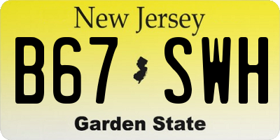 NJ license plate B67SWH