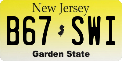 NJ license plate B67SWI