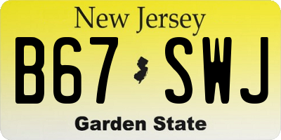NJ license plate B67SWJ