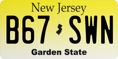 NJ license plate B67SWN
