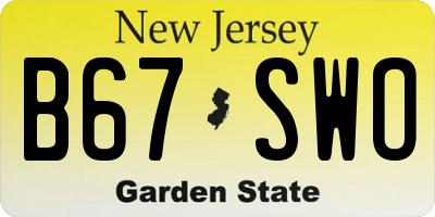 NJ license plate B67SWO