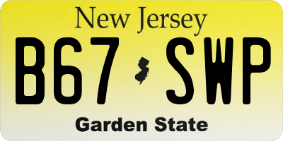 NJ license plate B67SWP