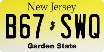 NJ license plate B67SWQ