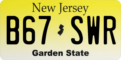 NJ license plate B67SWR