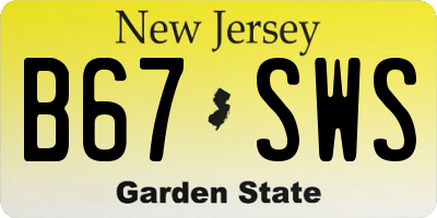 NJ license plate B67SWS